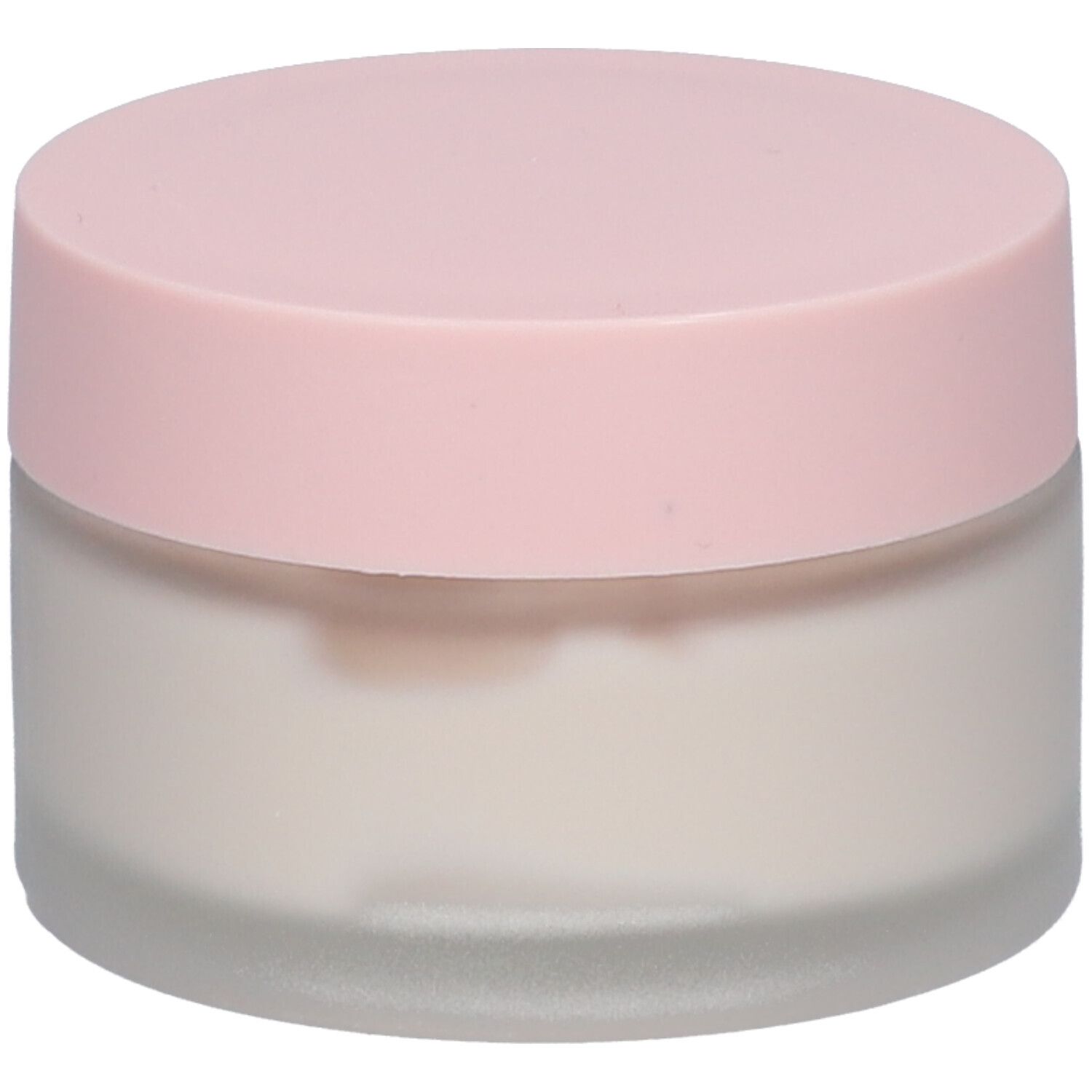 Pot de crème avec couvercle rose. Inscription: Coup d'Éclat. Contenu de la crème visible.