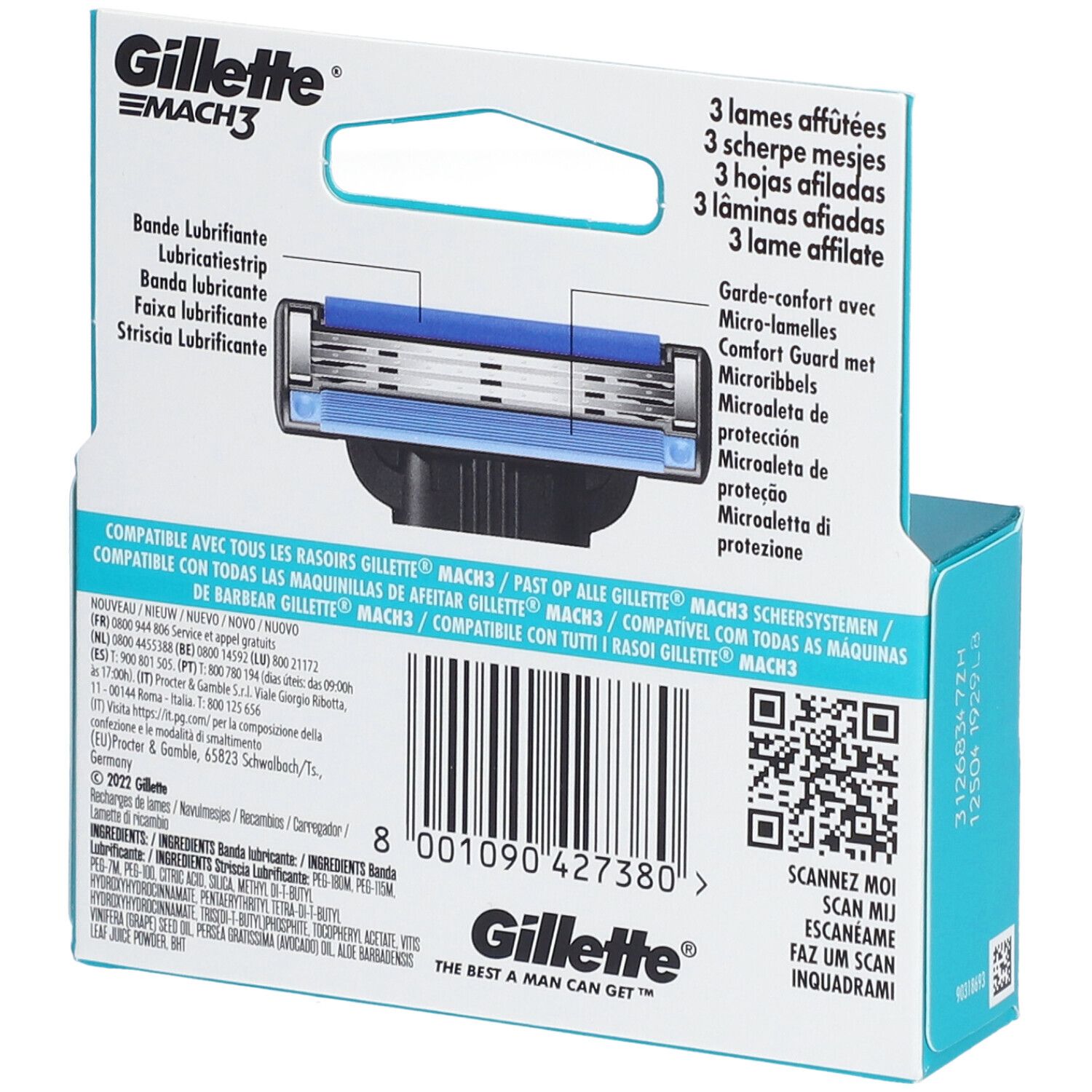 GILLETTE MACH3 LAME - Ersatzklinge, dreischneidig für Nassrasierer Gillette Ma