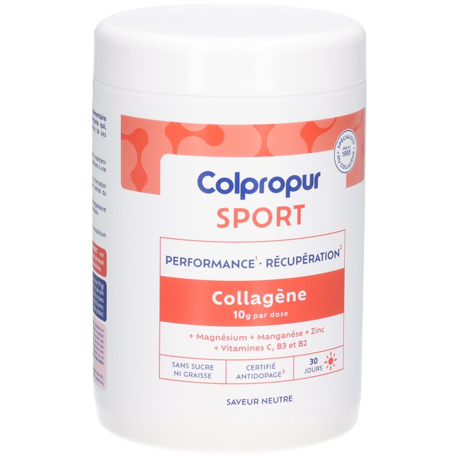 Colpropur Sport Kollagen Pulverdose mit 10g Kollagen pro Dosis, Magnesium, Mangan, Zink, Vitamine C, B3, B2. Zertifiziert dopingfrei.