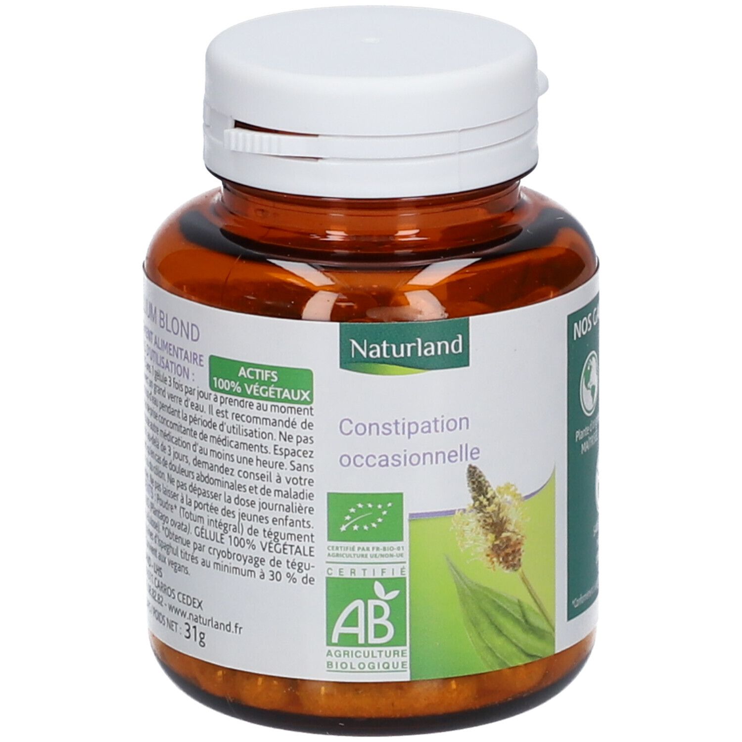Naturland Verdauungsförderndes Wohlbefinden Blondes Psyllium BIO - Vegécaps