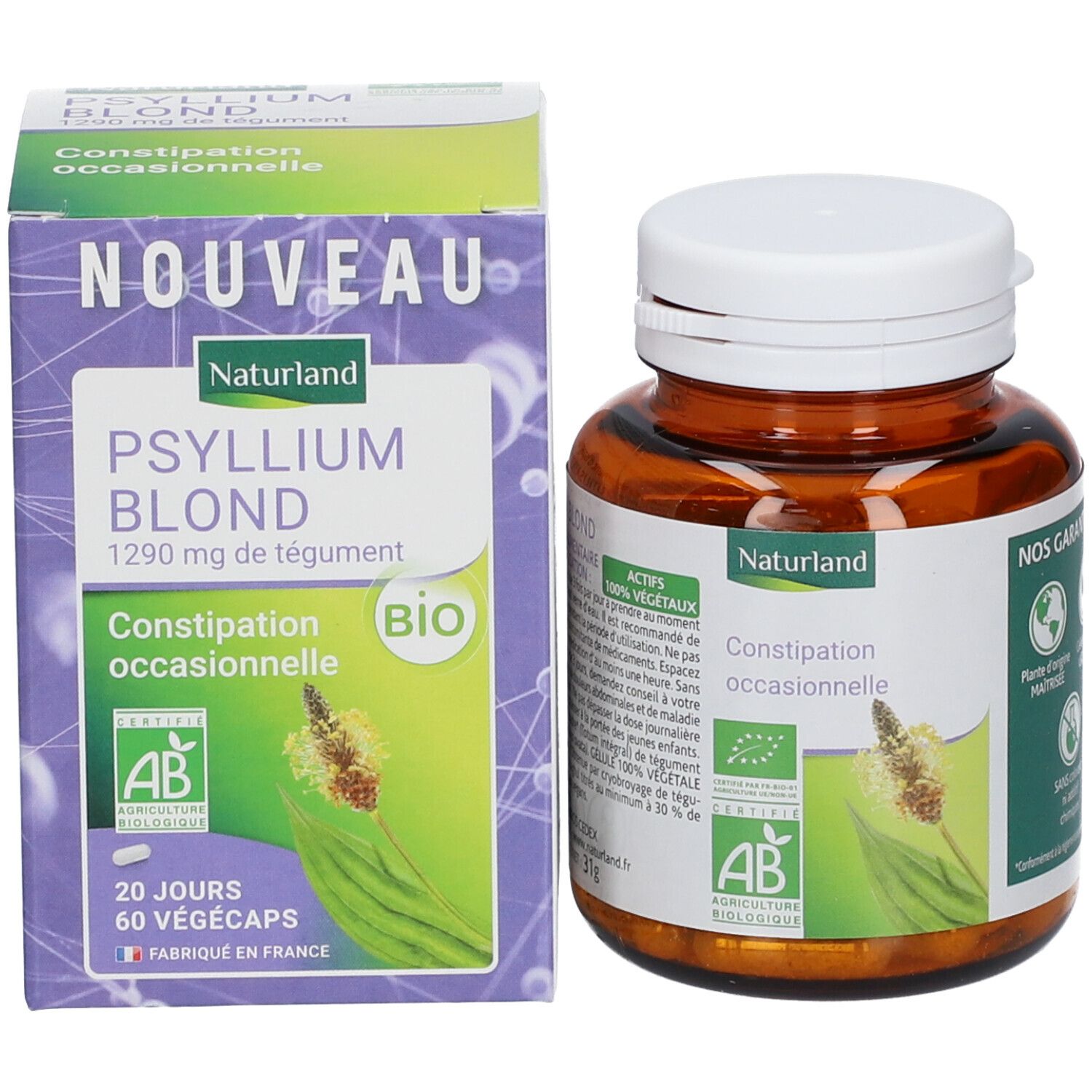 Naturland Verdauungsförderndes Wohlbefinden Blondes Psyllium BIO - Vegécaps
