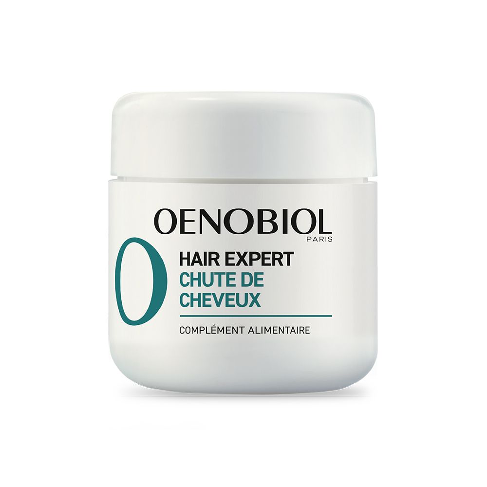OENOBIOL-Behälter. Hair Expert Chute de Cheveux. Weiß mit grünem O. Ergänzungsmittel.
