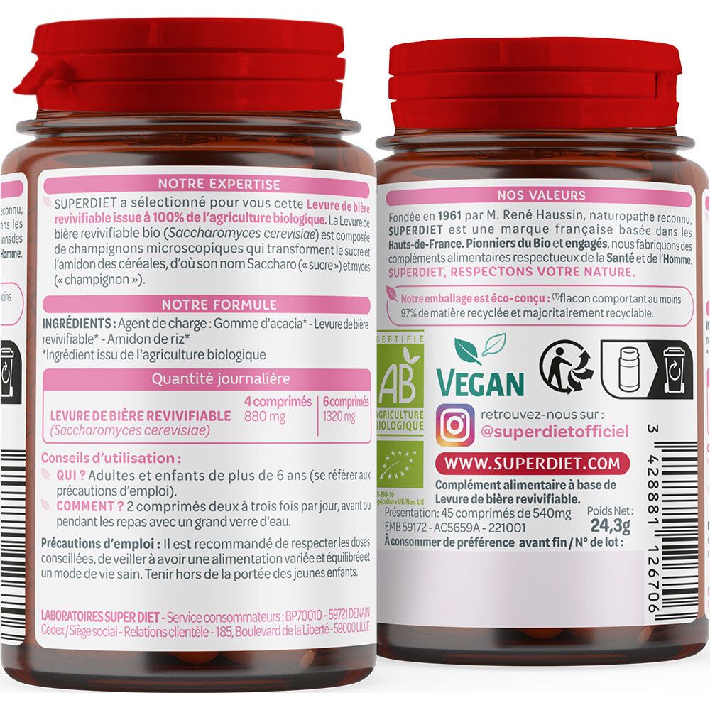 SUPER DIET Wiederbelebbare Bierhefe Bio