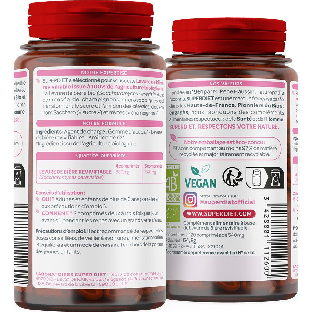 SUPER DIET Levure de bière revivifiable Bio