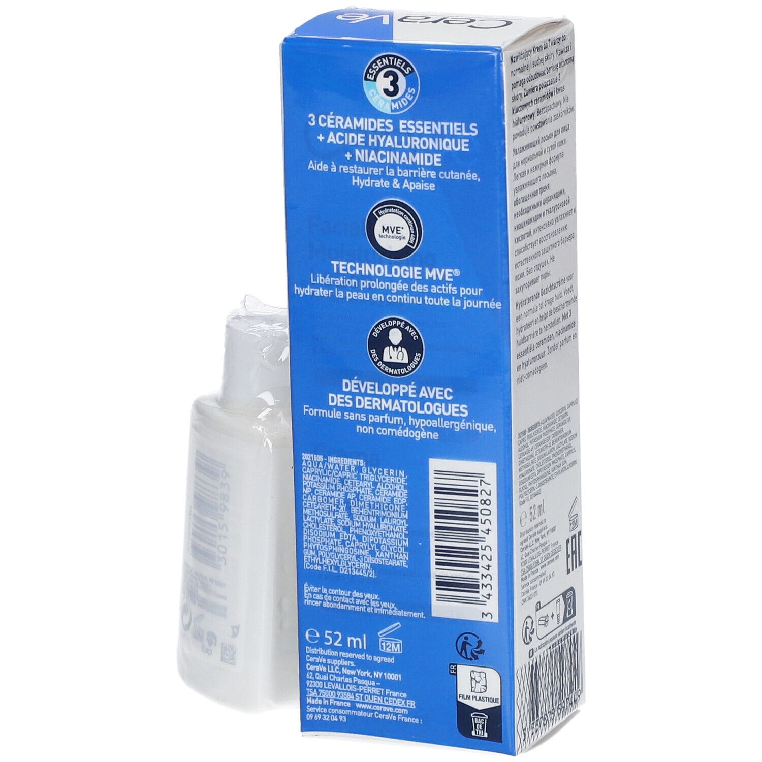 CeraVe Feuchtigkeitscreme Gesicht Normale bis trockene Haut + Mini Feuchtigkeitswaschcreme