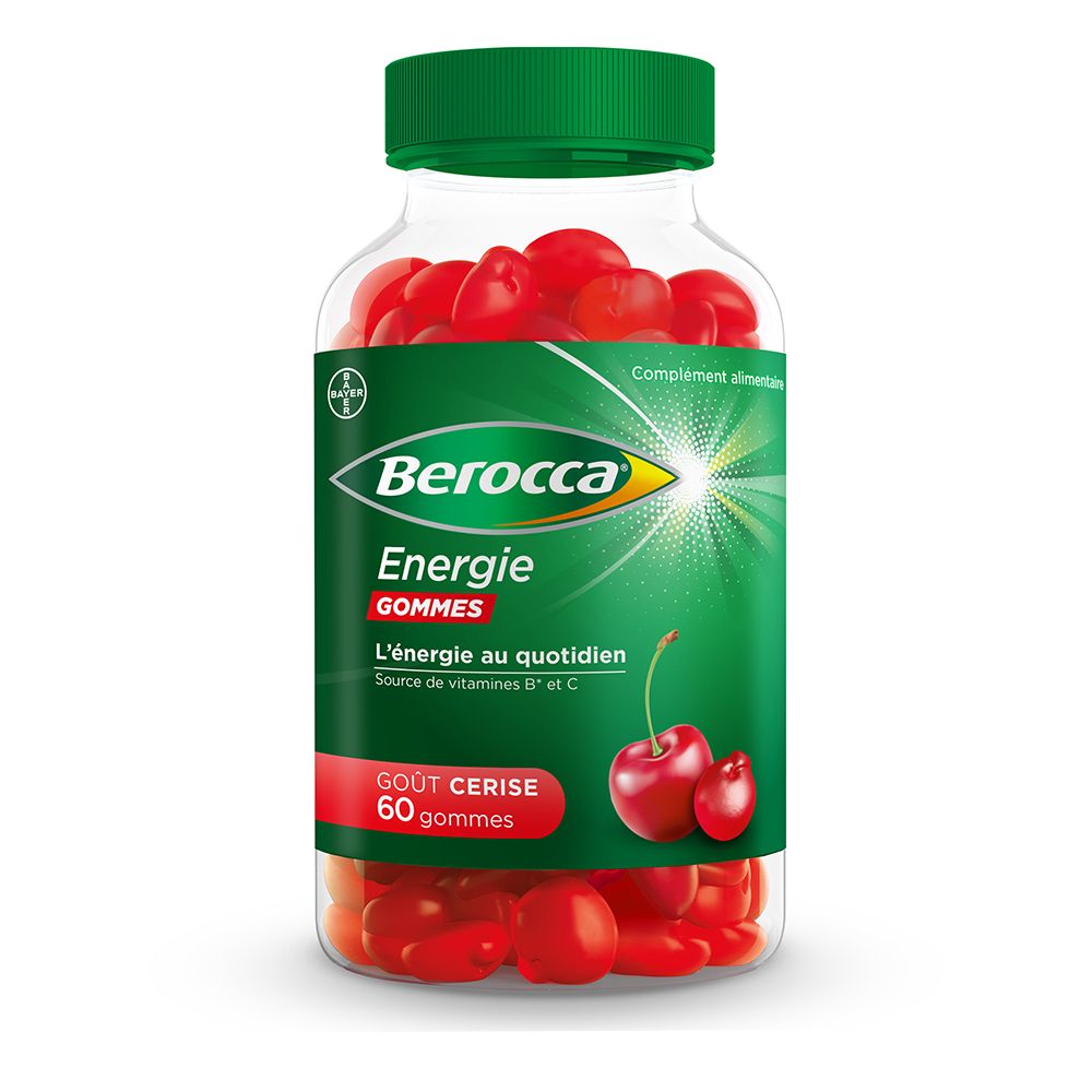 Berocca® Energie gums - Multivitamine Nahrungsergänzungsmittel - Quelle von B-Vitaminen und Vitamin C - Kirschgeschmack - 60 gums