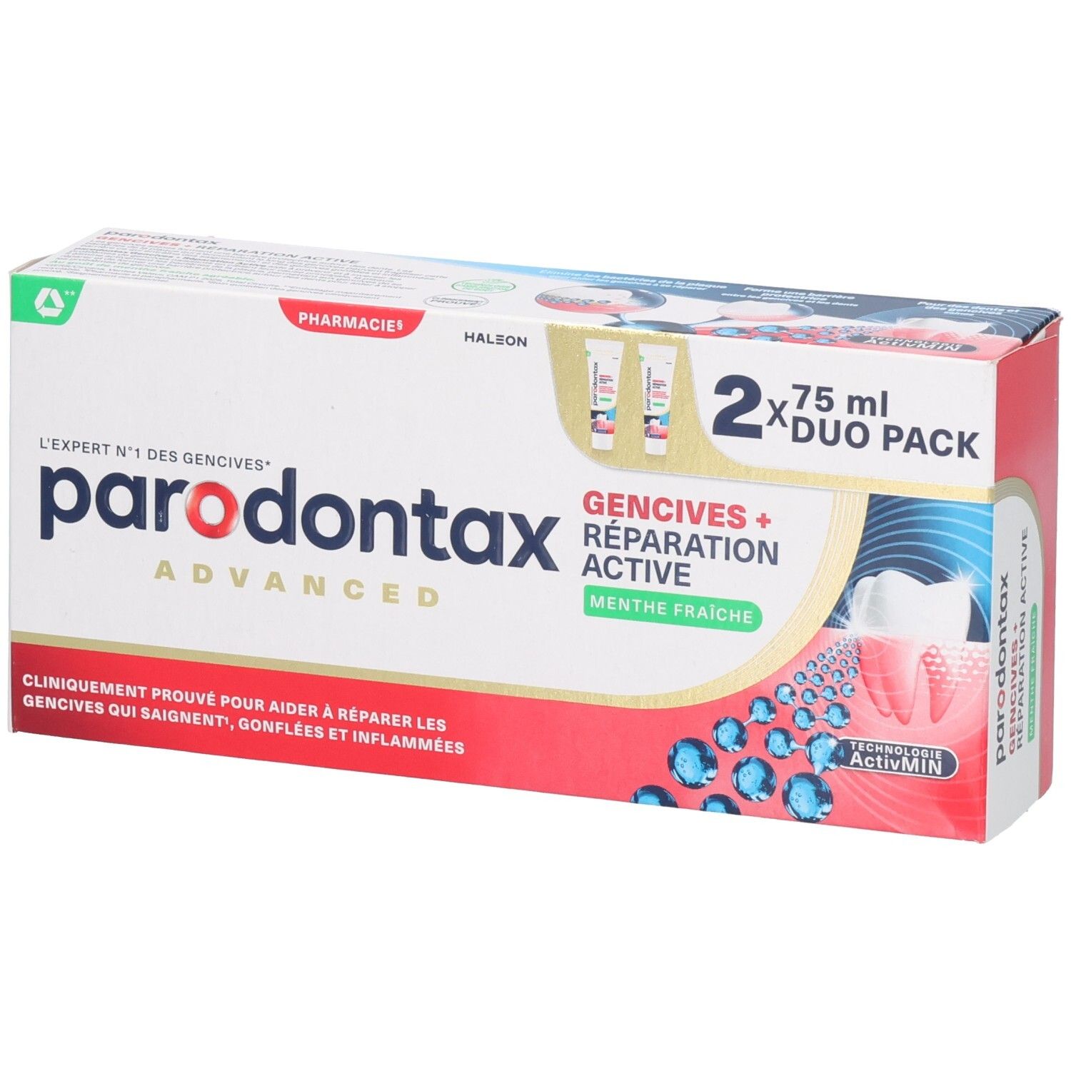 Parodontax Advanced Duo Pack Zahnpasta, 2x 75 ml, für Zahnfleisch und Reparatur.