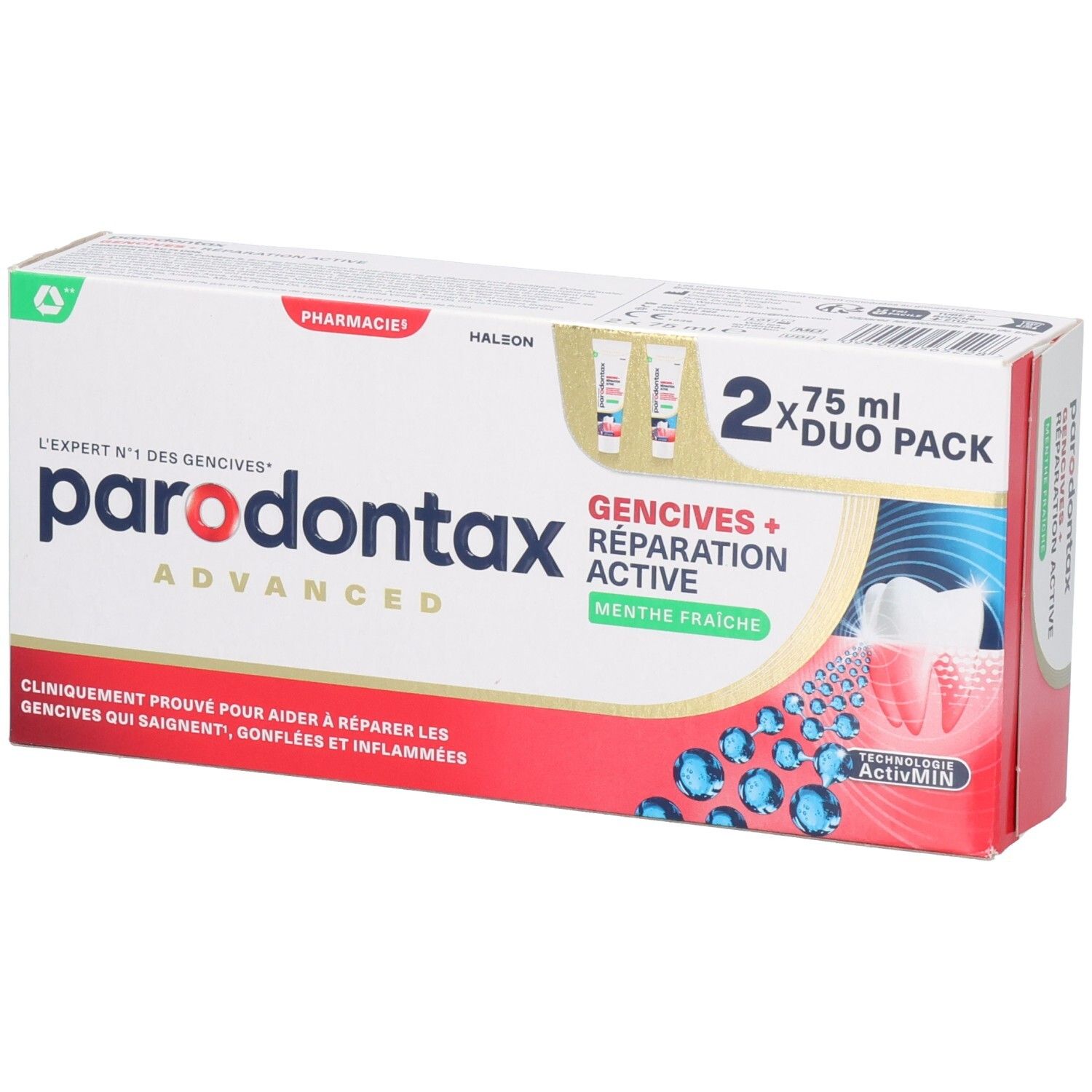 Parodontax Advanced Duo Pack Zahnpasta, 2x 75 ml, für Zahnfleisch und Reparatur, Minze.