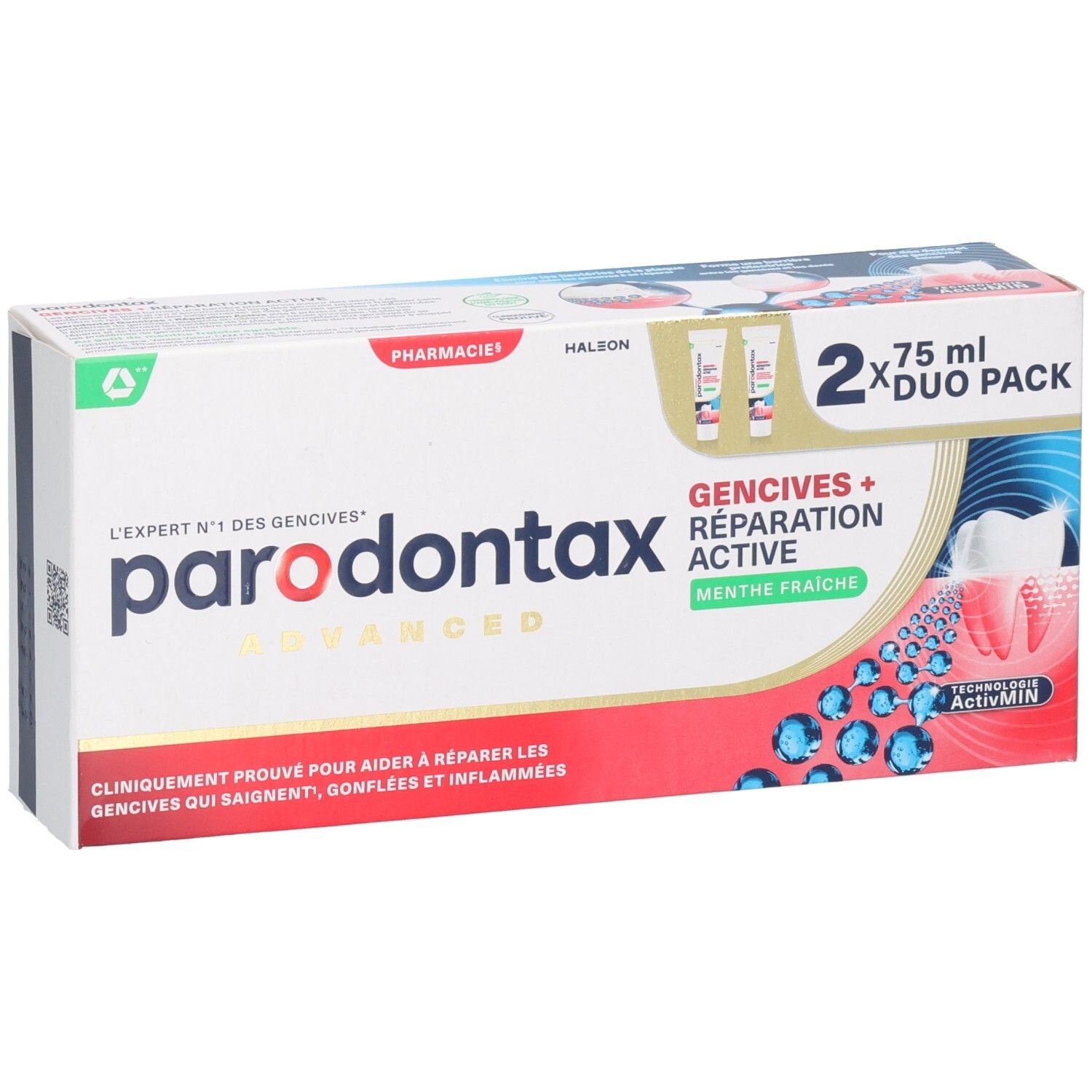 Parodontax Advanced Zahnpasta, Duo Pack 2x75ml, für Zahnfleischreparatur.