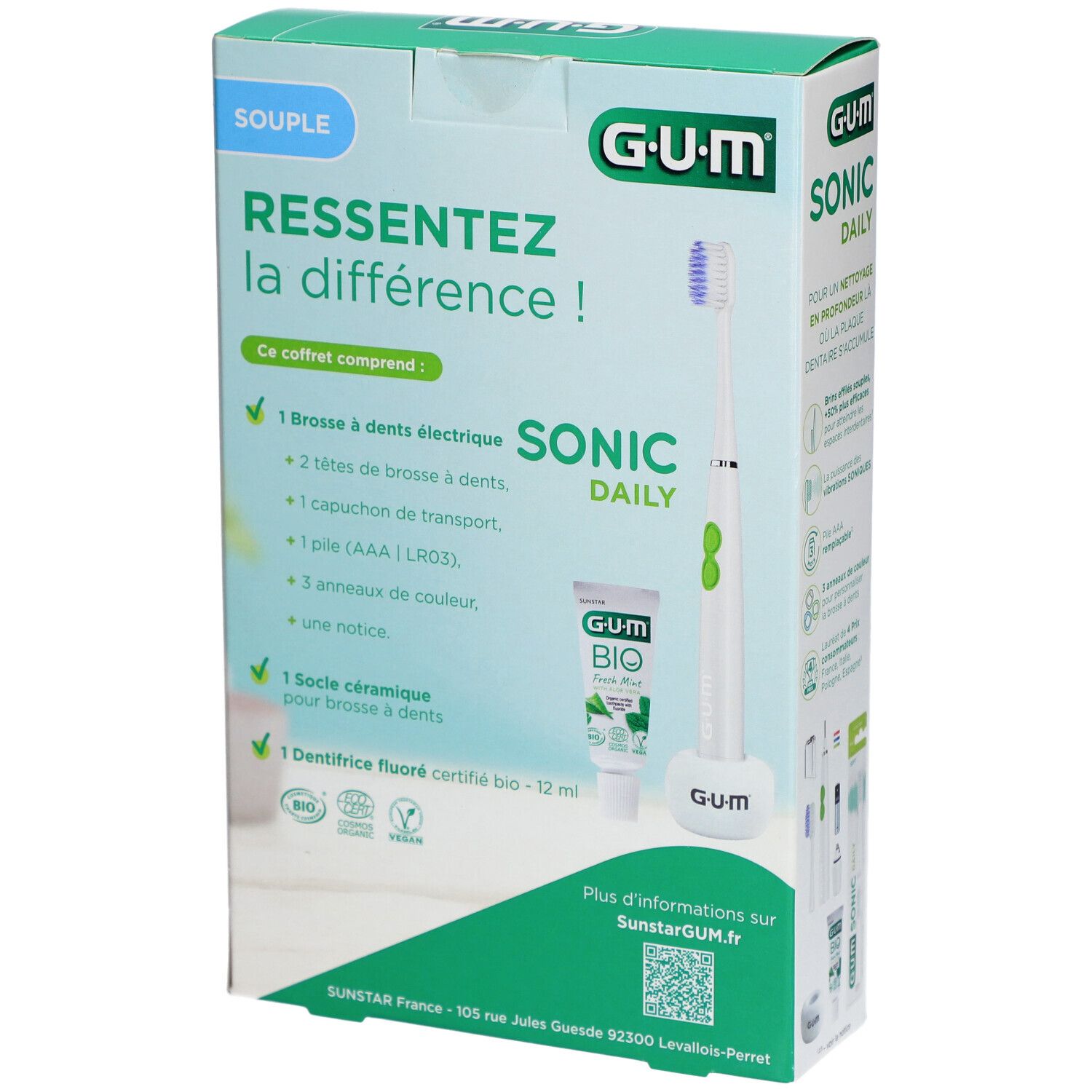 GUM Sonic Daily - Brosse à dents électrique sonique