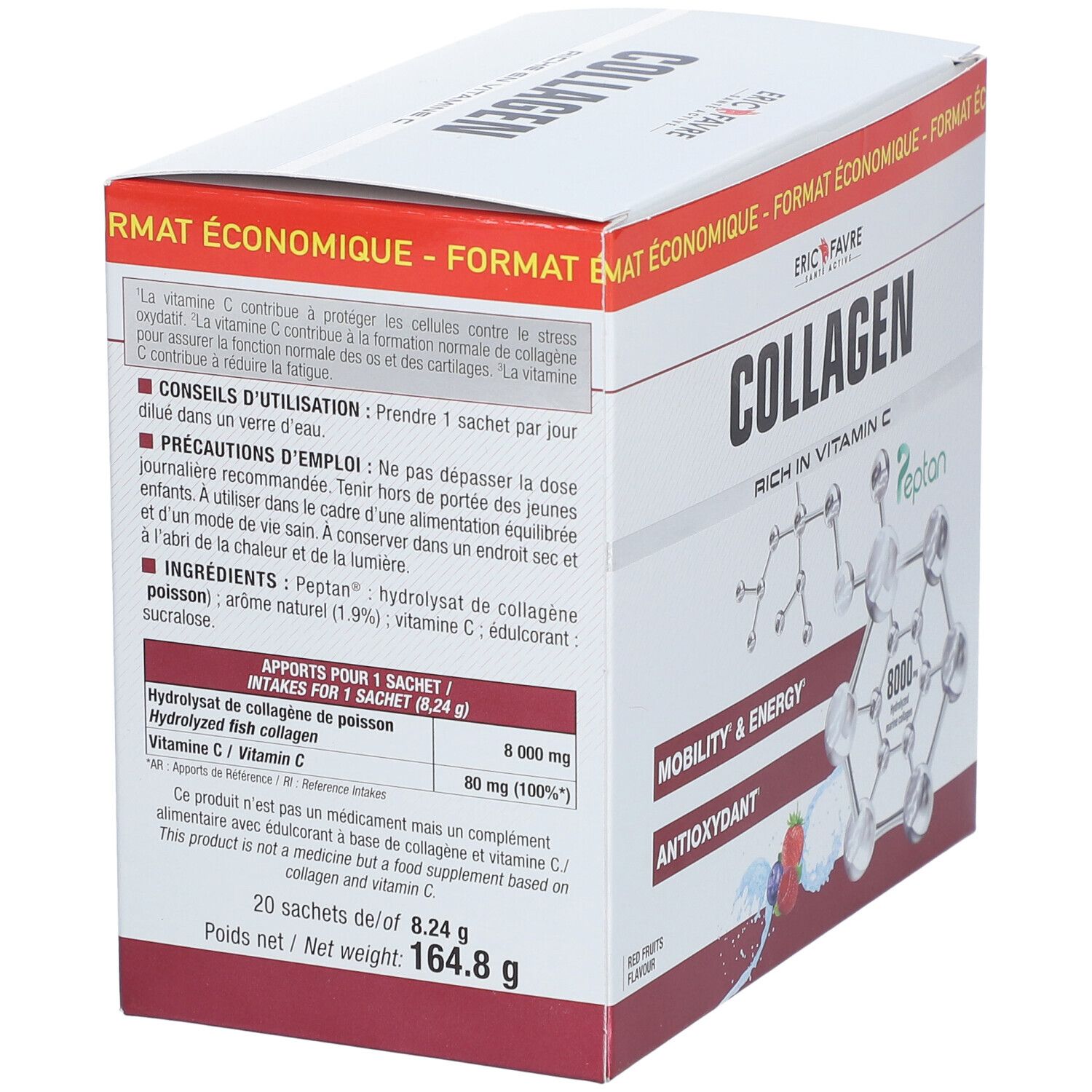 ERIC FAVRE Collagen Peptan en poudre - Collagène marin hydrolysé et enrichi en vitamine C