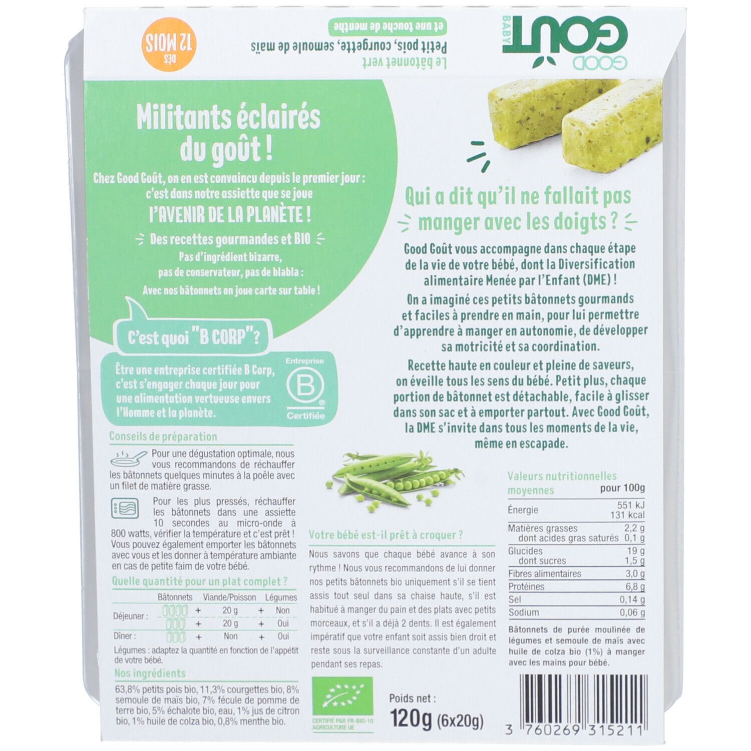 GOODGOUT LE BATONNET VERT 120G