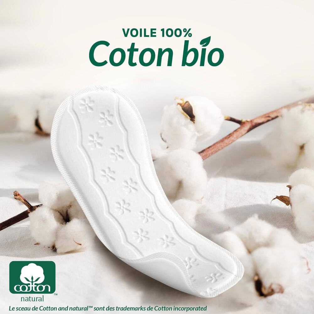VANIA Voile 100% Bio-Baumwolle Slipeinlage mit Baumwollsiegel.