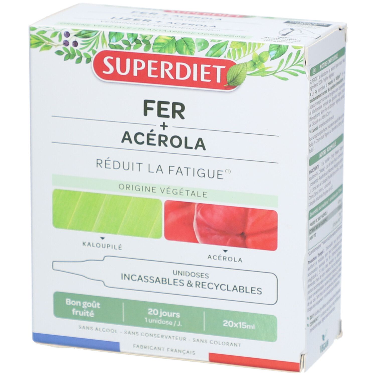 Superdiet Eisen + Acerola fruchtiger Geschmack Müdigkeit