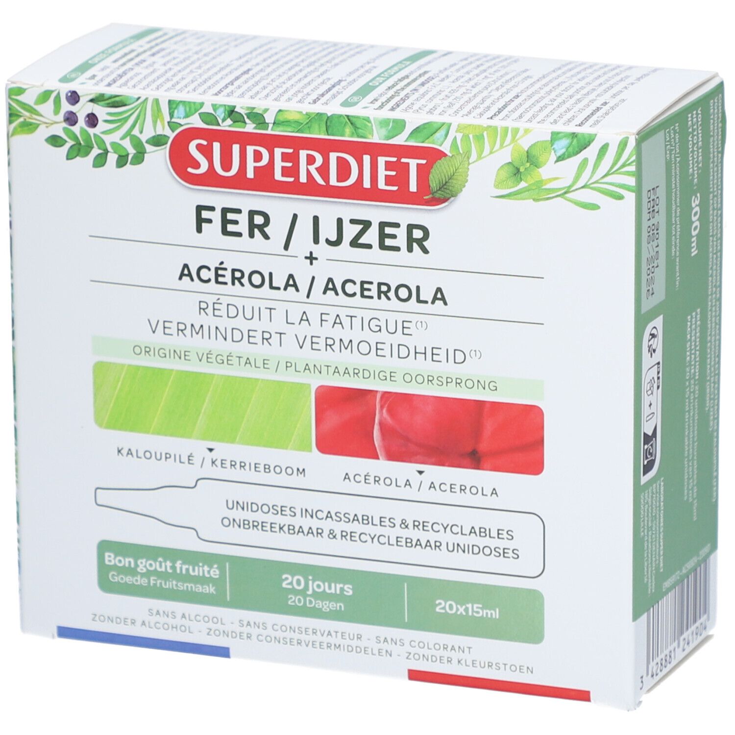 Superdiet Eisen + Acerola fruchtiger Geschmack Müdigkeit