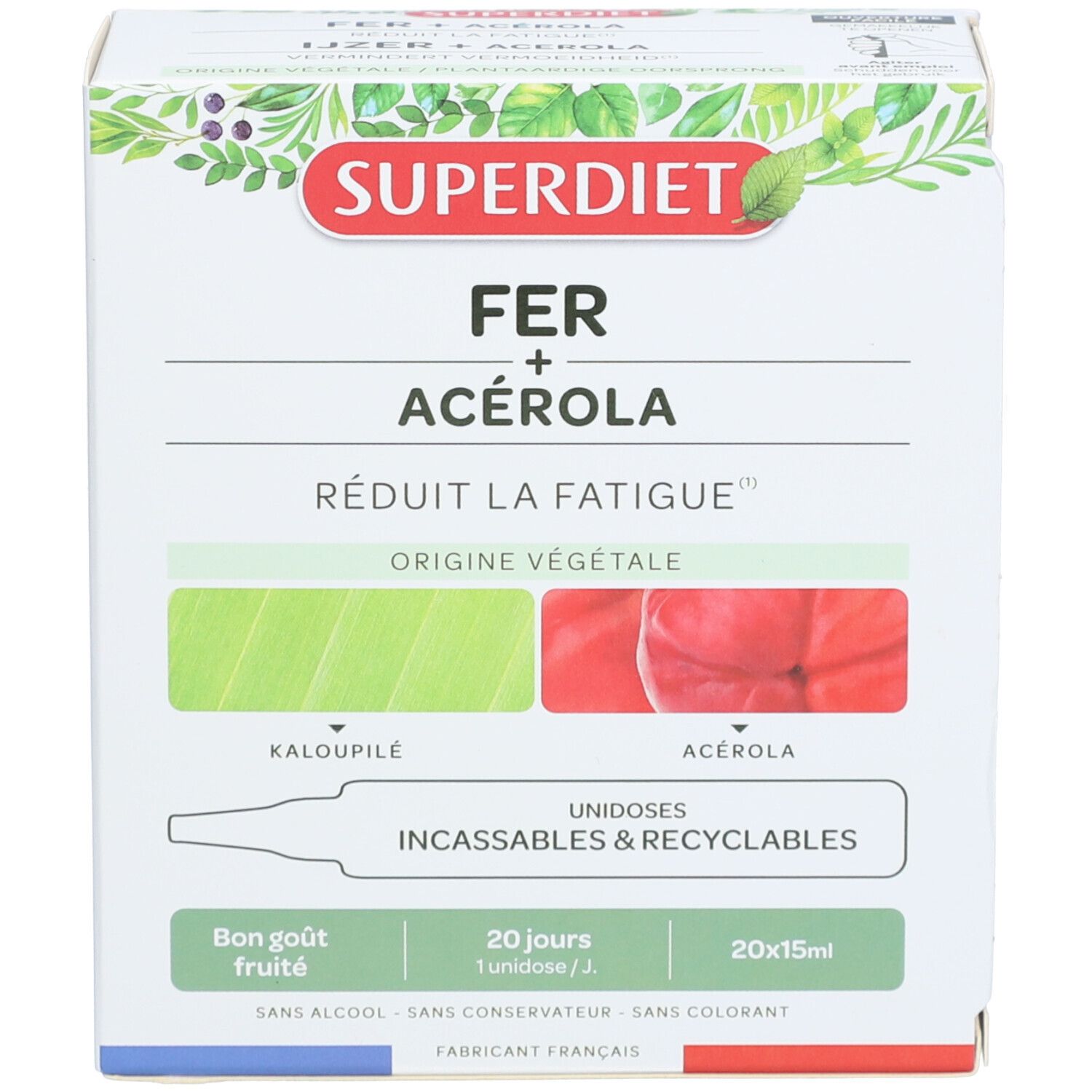 Superdiet Eisen + Acerola fruchtiger Geschmack Müdigkeit