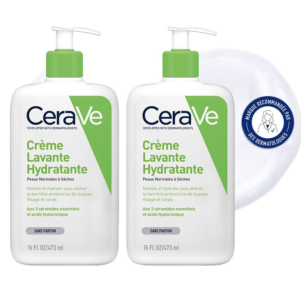 CeraVe Crème Lavante Hydratante visage et corps pour les peaux sèches à très sèches 473 ml