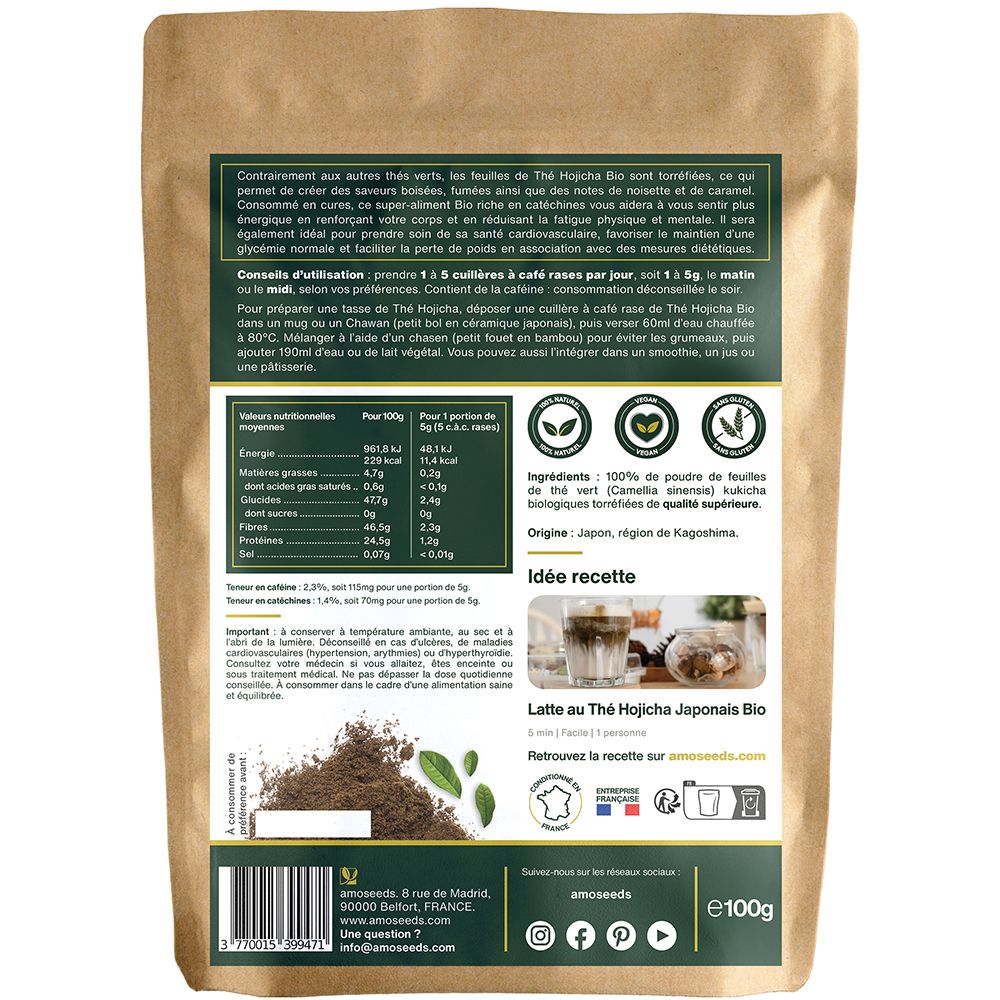 Amoseeds Japanischer Hojicha Tee Bio Pulver