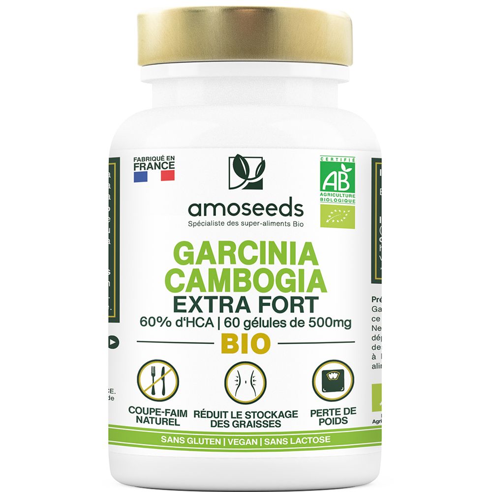 amoseeds GARCINIA CAMBOGIA BIO, EXTRA FORT, 60% D'HCA