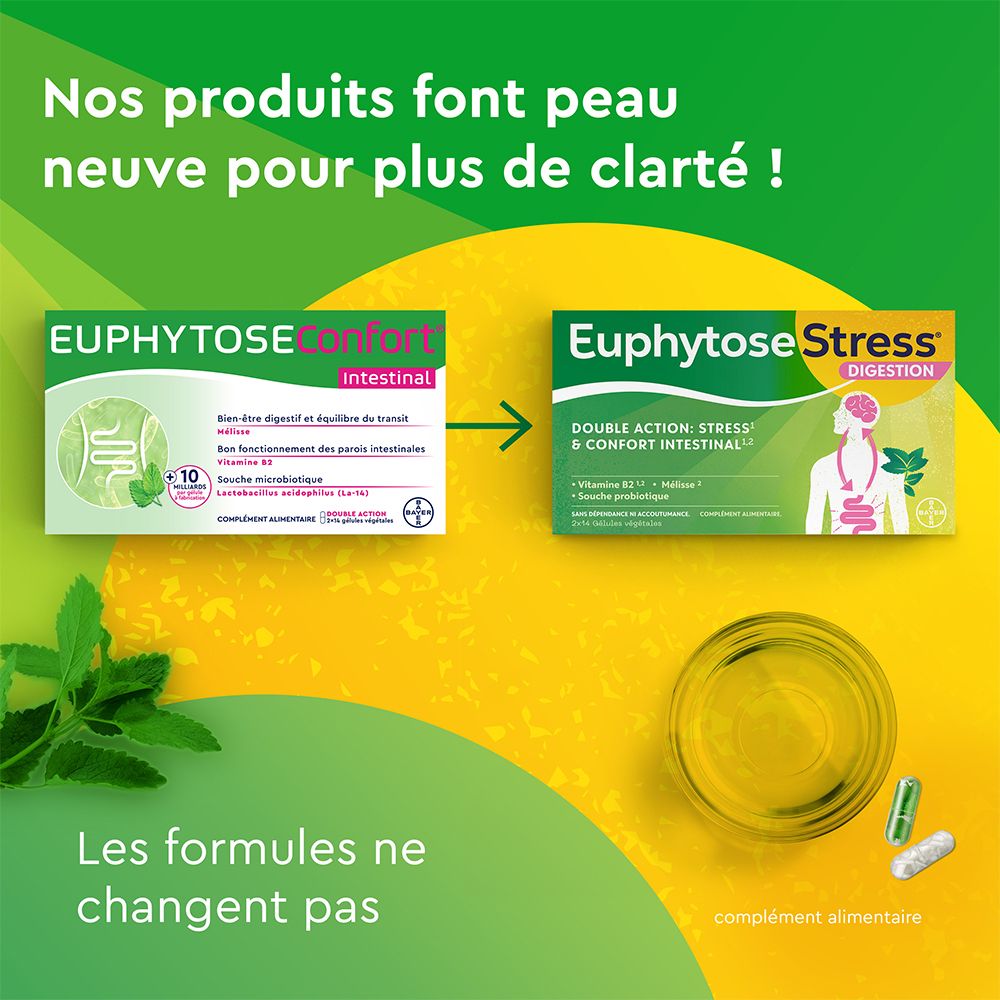 EuphytoseStress® Verdauung - Stress und Darmkomfort - Probiotika, Melisse, Vitamin B2