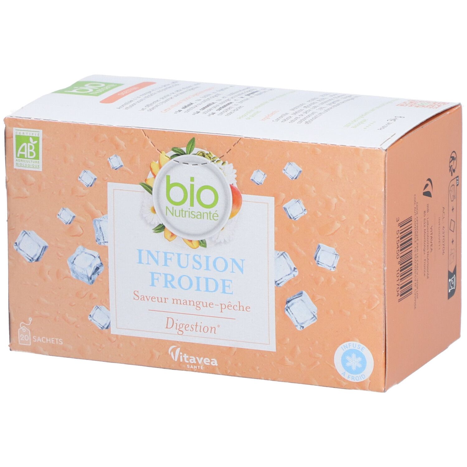 Nutrisanté Bio Kalter Kräutertee Mango-Pfirsich Geschmack Verdauung