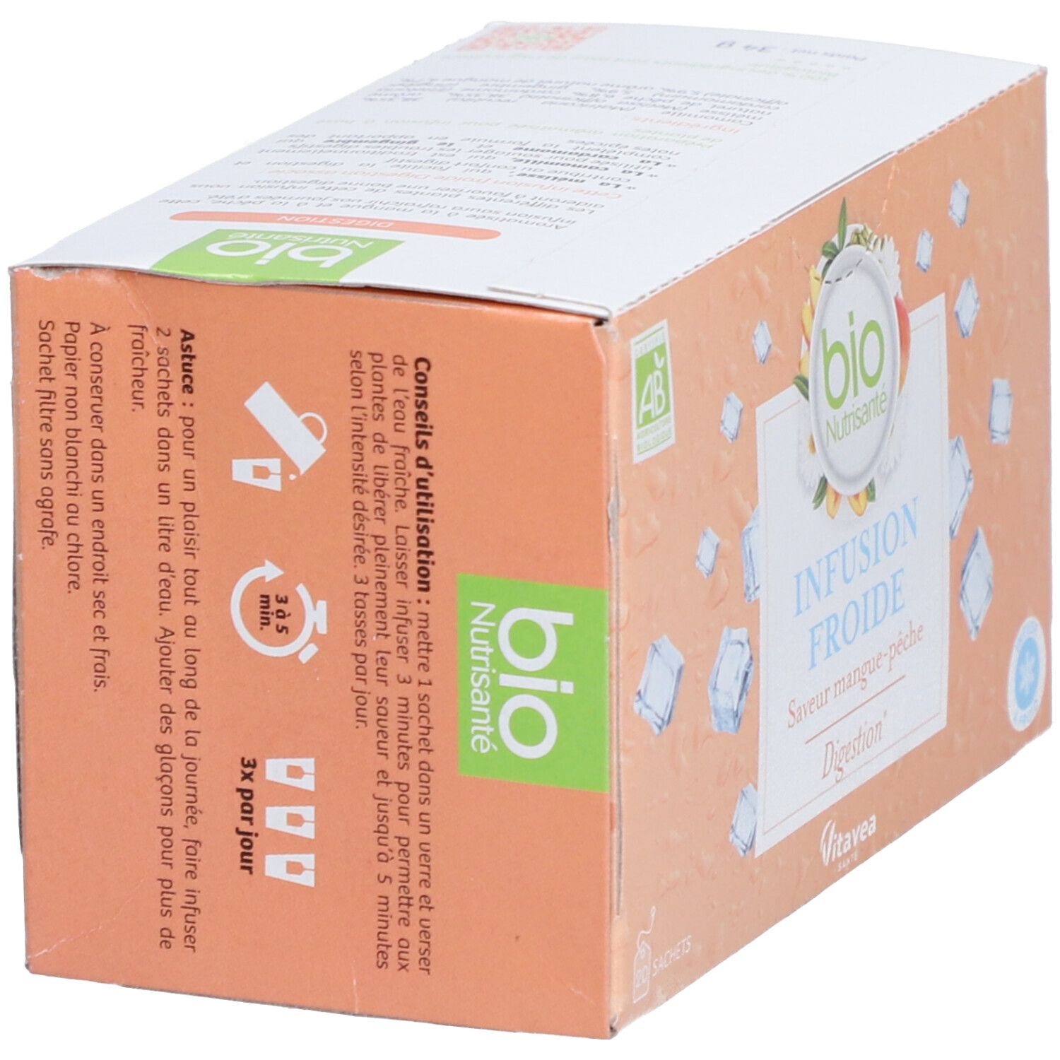 Nutrisanté Bio Kalter Kräutertee Mango-Pfirsich Geschmack Verdauung