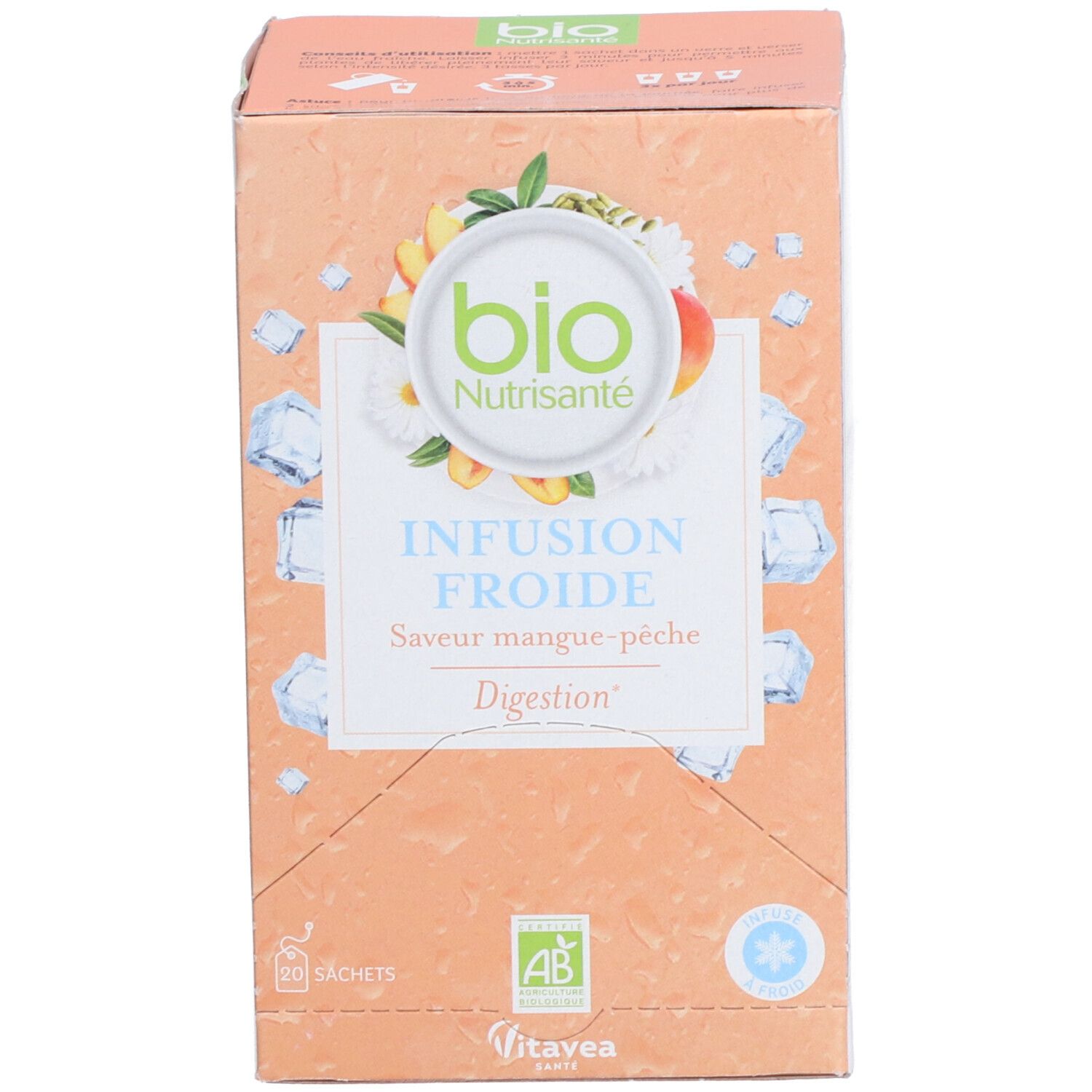 Nutrisanté Bio Kalter Kräutertee Mango-Pfirsich Geschmack Verdauung