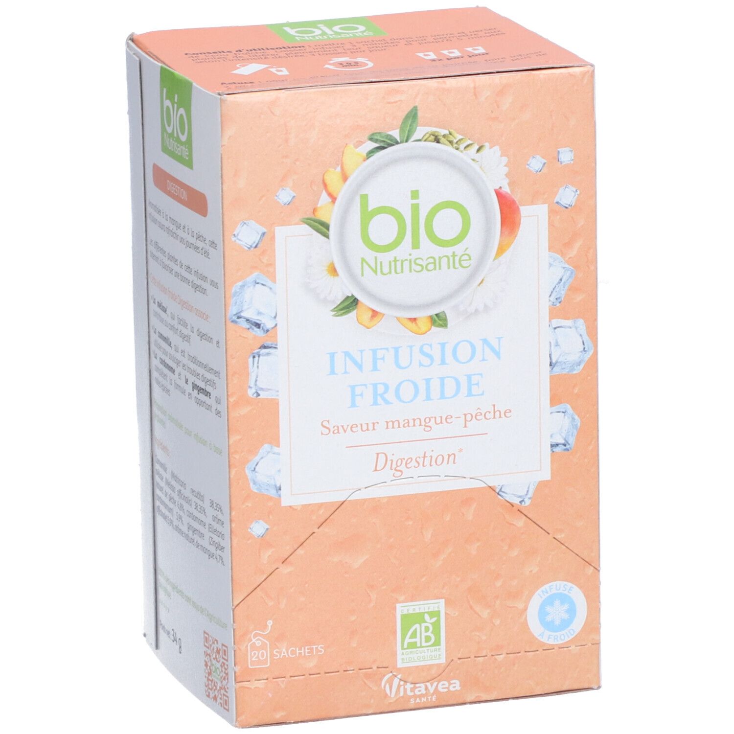 Nutrisanté Bio Kalter Kräutertee Mango-Pfirsich Geschmack Verdauung