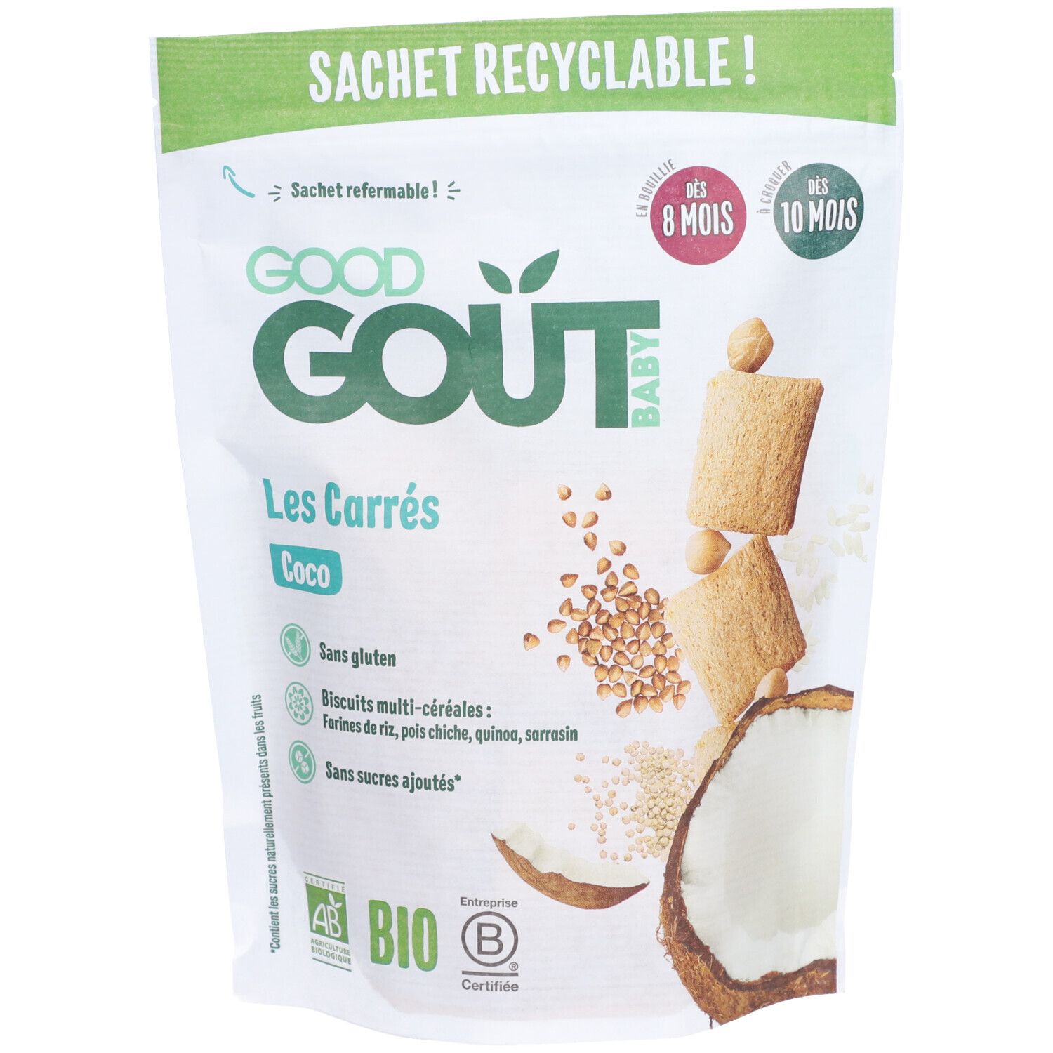 Good Goût Biscuits Bébé Dès 8 Mois Coco Sans Sucres Ajoutés Bio