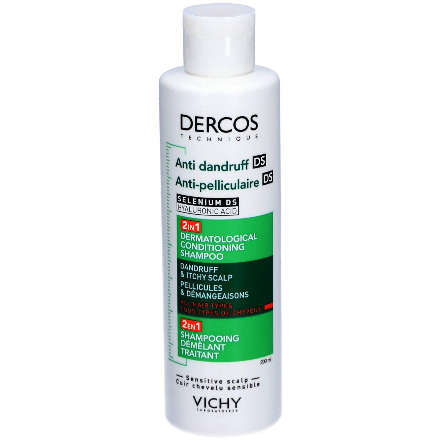 DERCOS SHAMPOING ANTI-PELLICULAIRE 2 EN 1. Flacon 200 ml