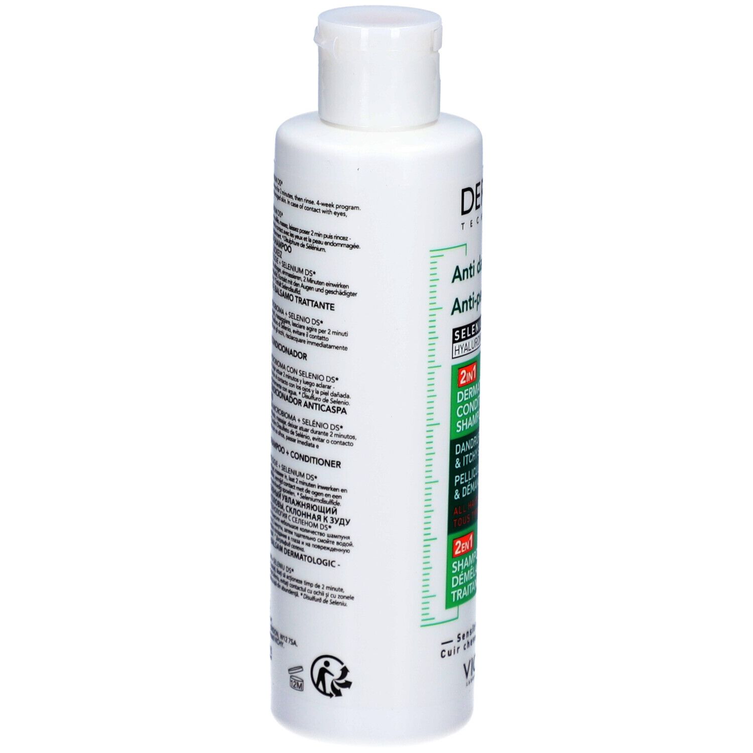 DERCOS SHAMPOING ANTI-PELLICULAIRE 2 EN 1. Flacon 200 ml