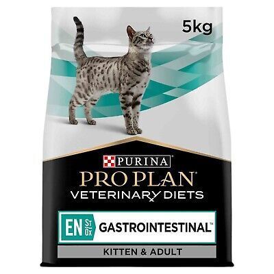 PRO PLAN® Feline EN St/Ox Gastrointestinal. Sac avec chat. Indication 5kg. Marque et nom du produit visibles.