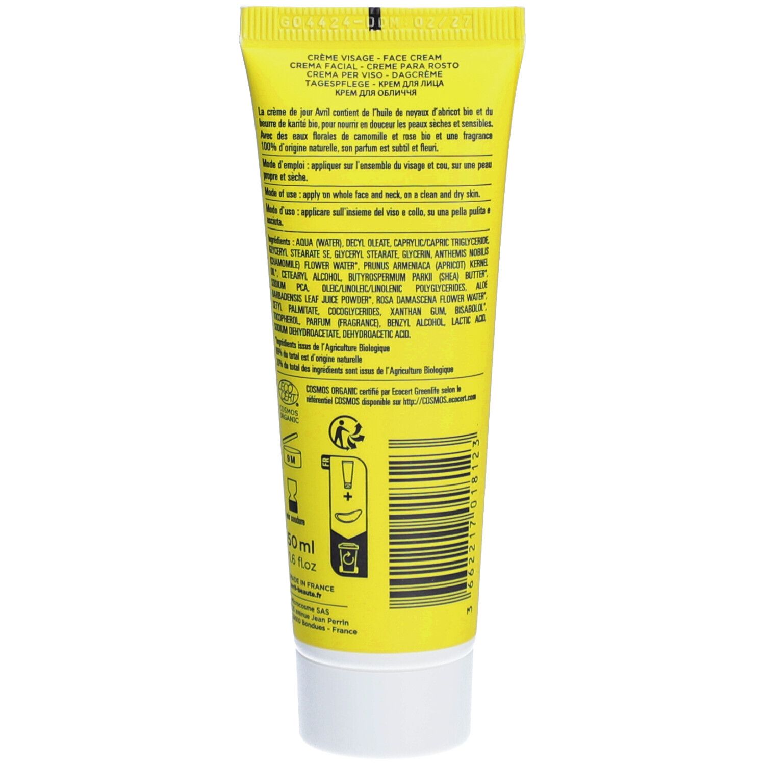 Avril Crème Visage Bio Peaux Sèches et Sensibles