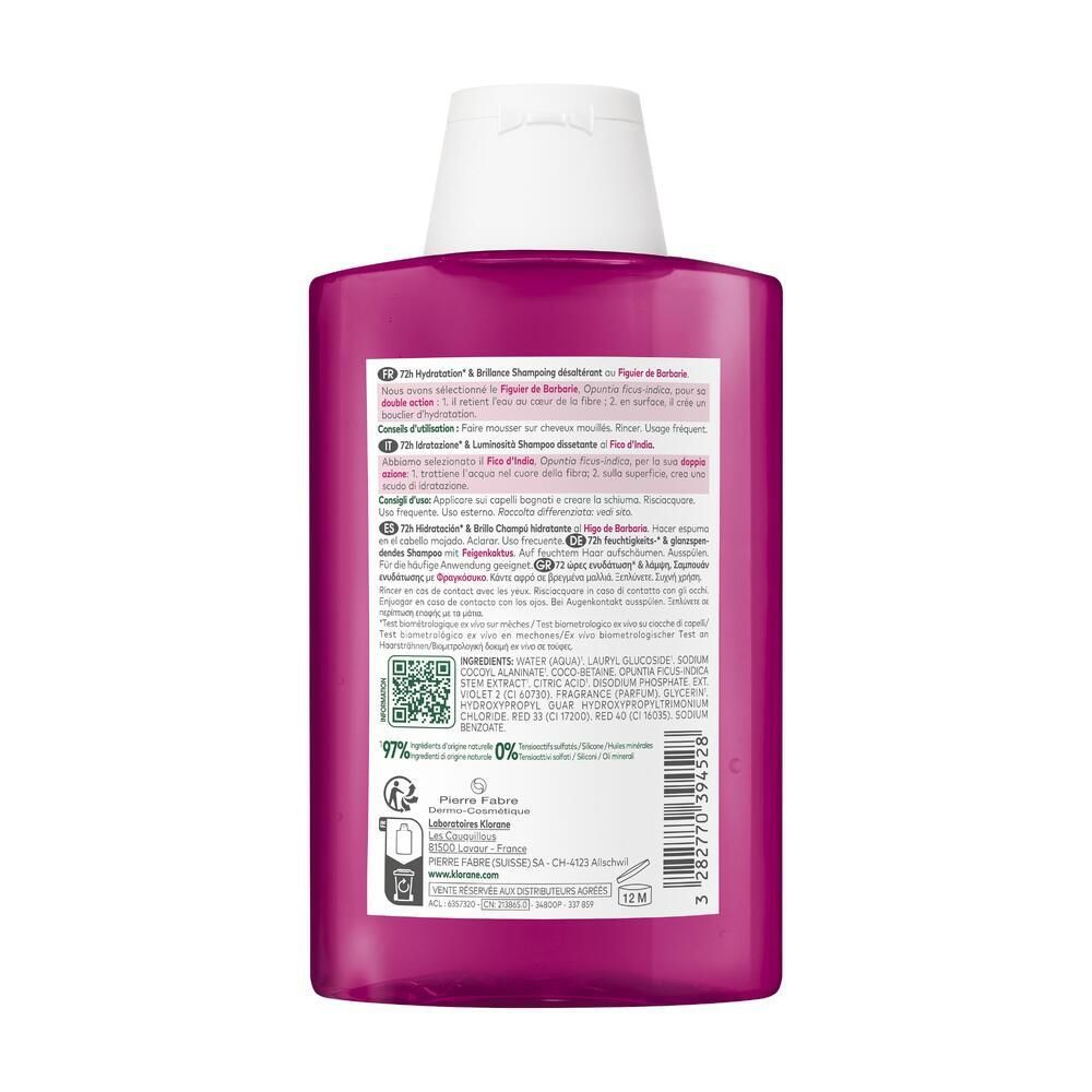 Klorane Figue de Barbarie 72H Hydratation & Brillance Shampooing Désaltérant