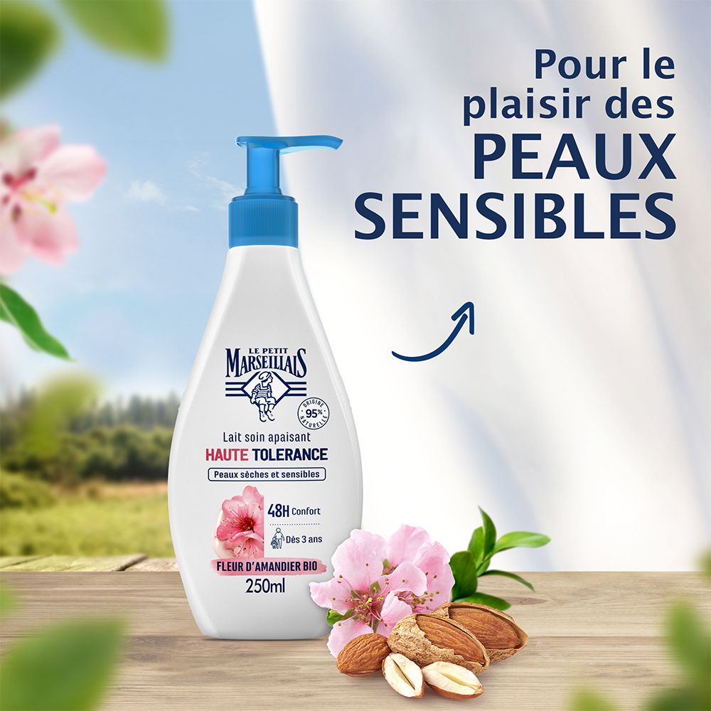 Le Petit Marseillais Lait Soin Apaisant Haute Tolérance Fleur d'Amandier Bio flacon-pompe