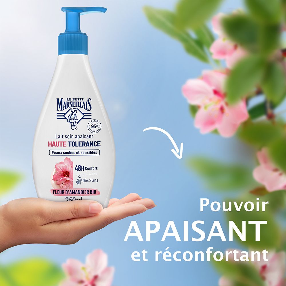 Le Petit Marseillais Lait Soin Apaisant Haute Tolérance Fleur d'Amandier Bio flacon-pompe