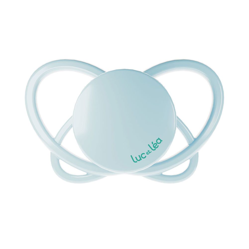 Blauer Schnuller. Marke: Luc et Léa. Physiologische Form.