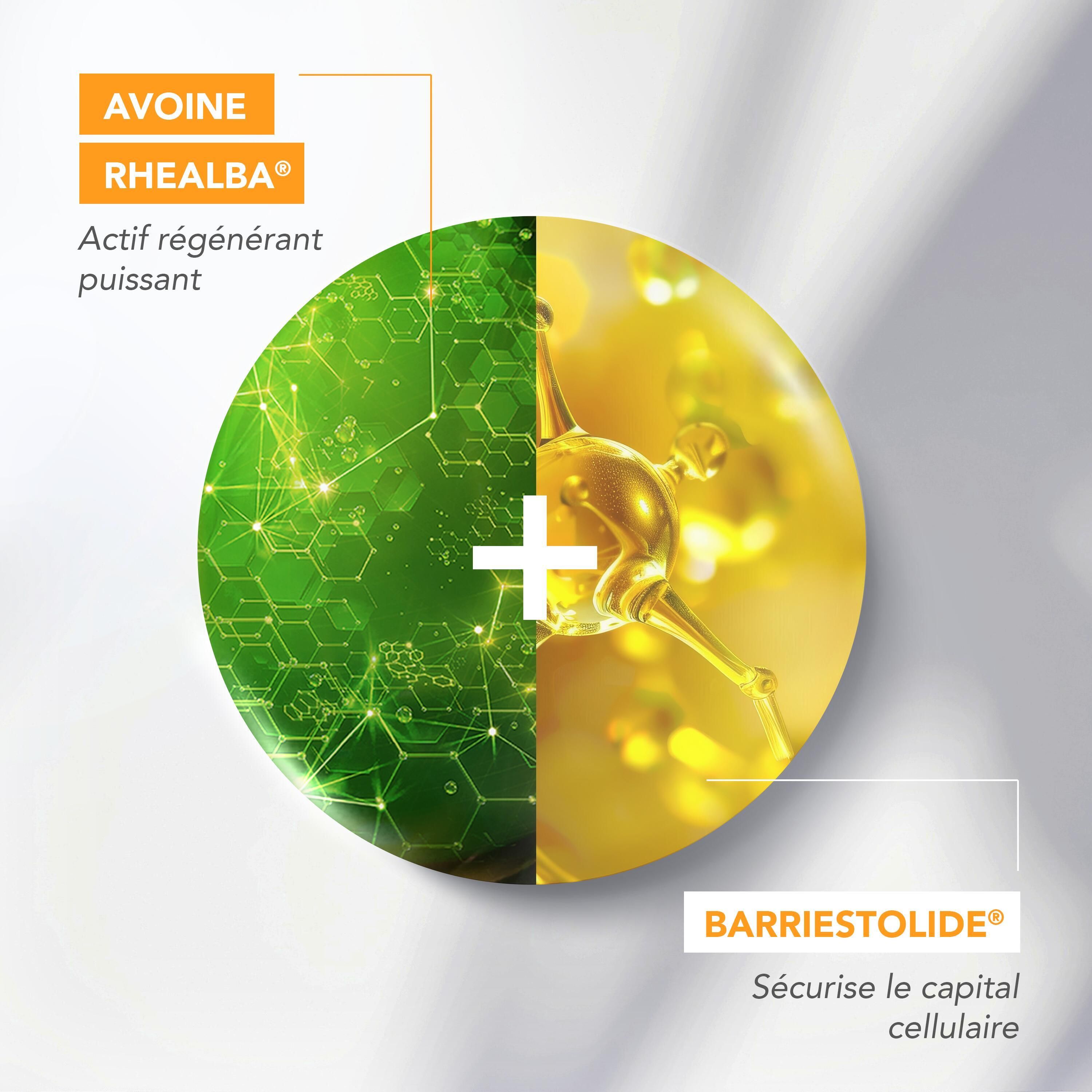 Grafische Darstellung von Avoine Rhealba und Barriestolide. Zwei Kreise, grün und gelb, mit Text.