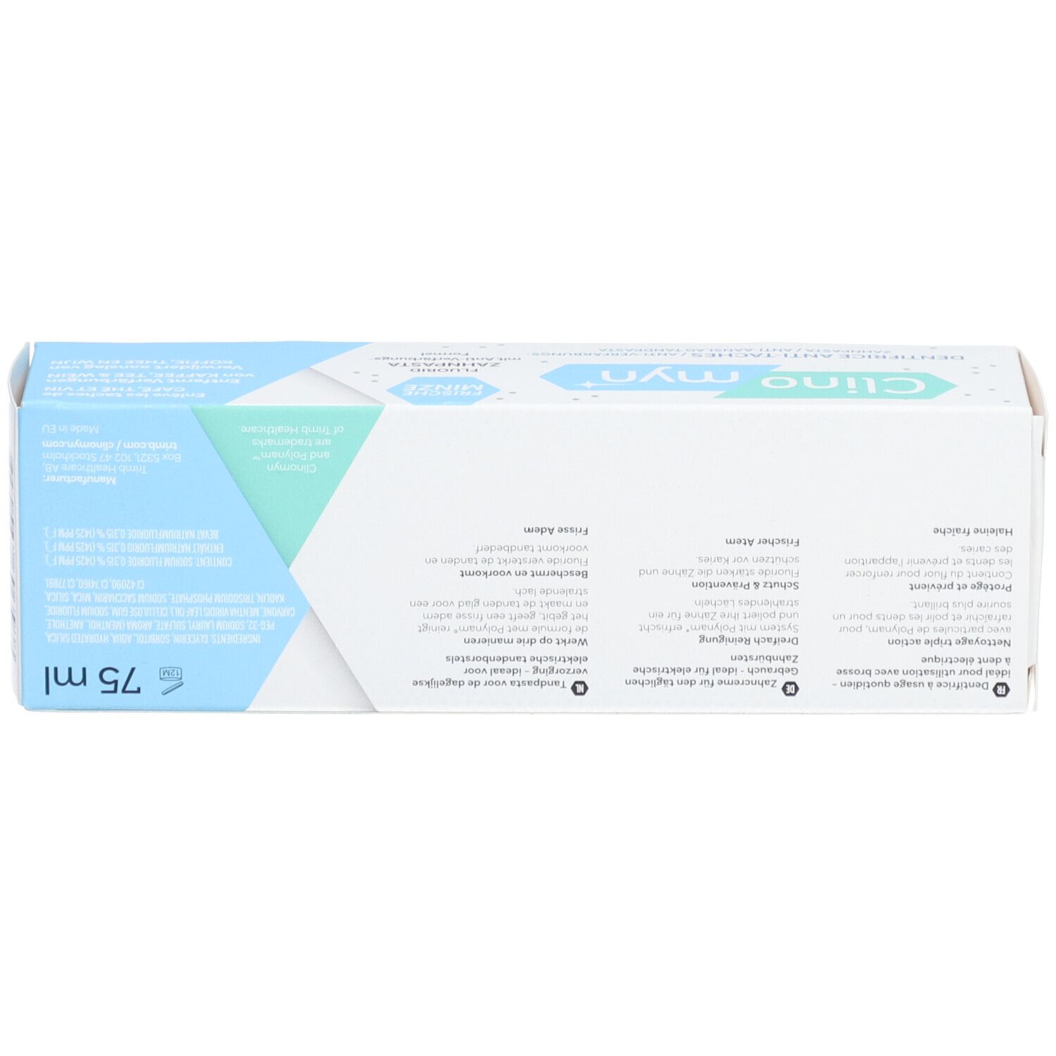 CLINOMYN Dentifrice Gel anti-tâches au fluor - Menthe forte