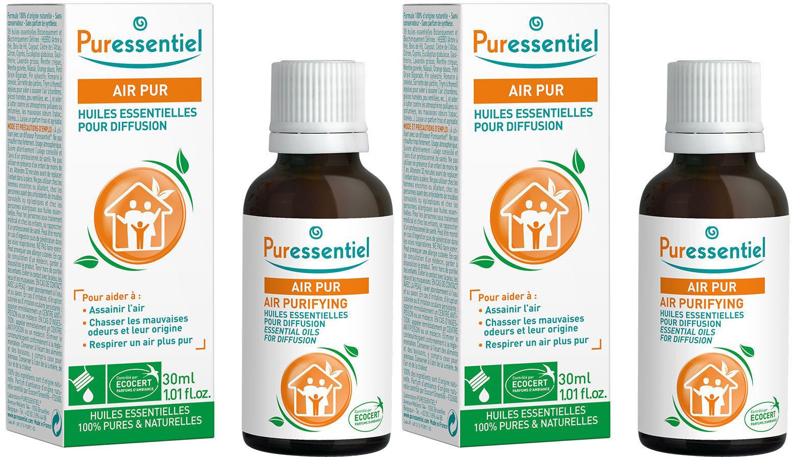 Puressentiel Diffuse Air Pur Huiles Essentielles pour Diffusion x2