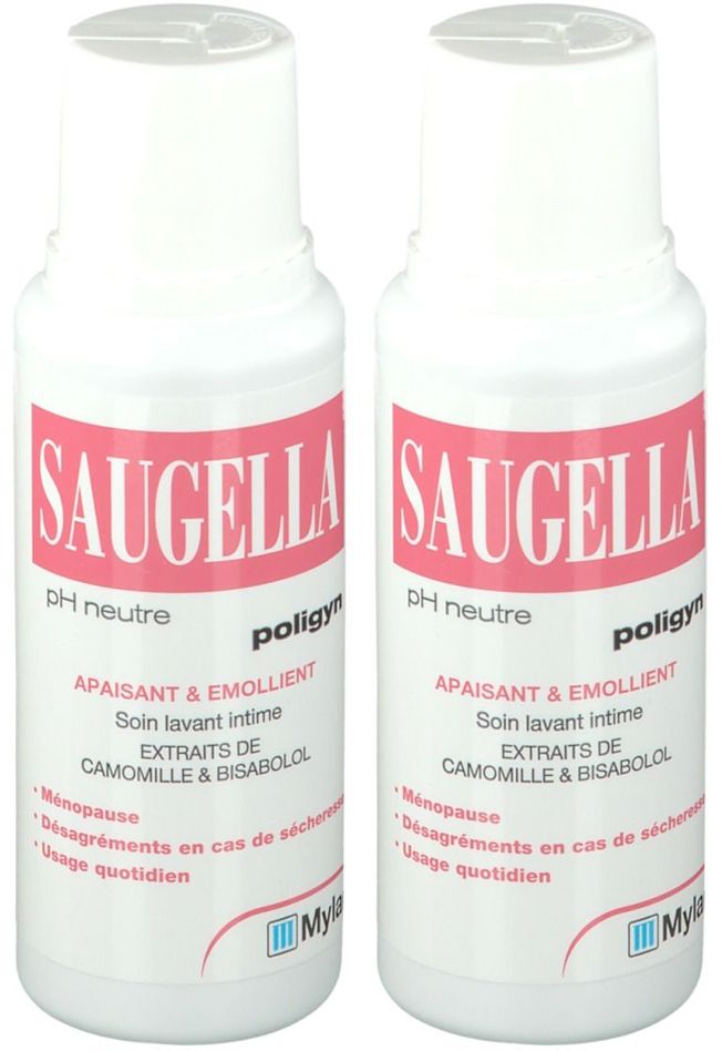 Saugella - Poligyn - Apaisant & Emollient Soin lavant intime - Femmes pendant et après la ménopause - Flacon 250 ml