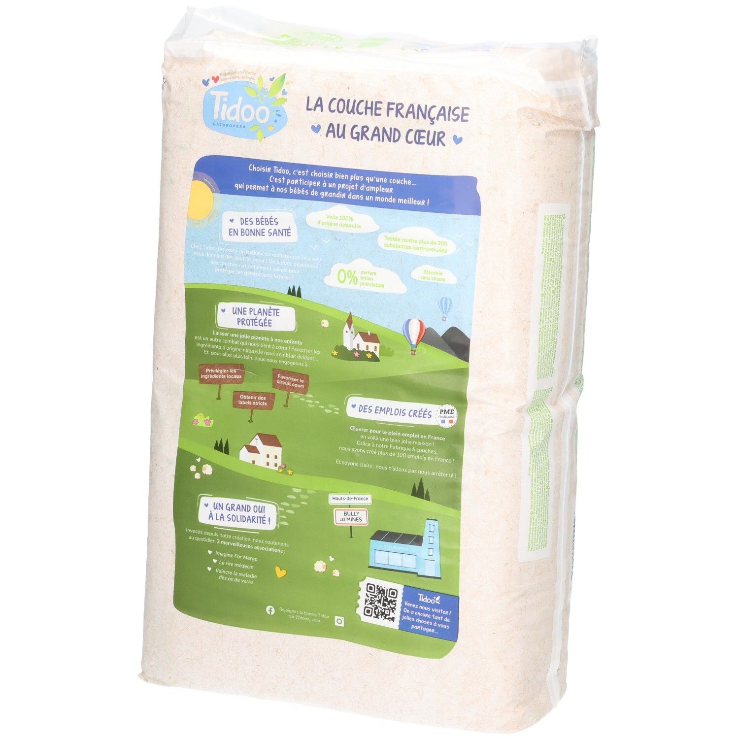 Tidoo Naturals Windeln, Größe 2, 3-6 kg, 50 Stück. Hergestellt in Frankreich.