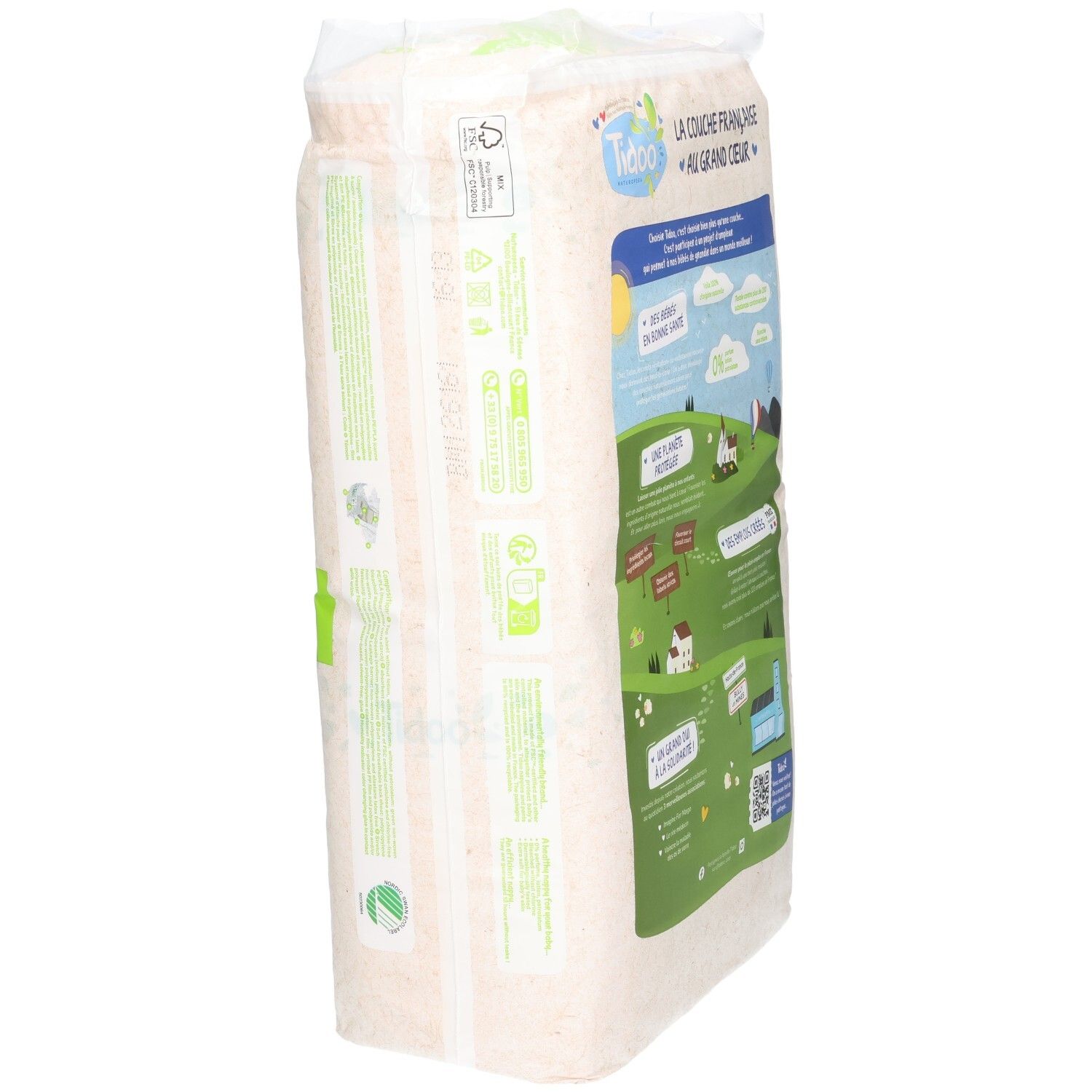 Tidoo Naturals Windeln, Größe 2, 3-6 kg, 50 Stück. Hergestellt in Frankreich.