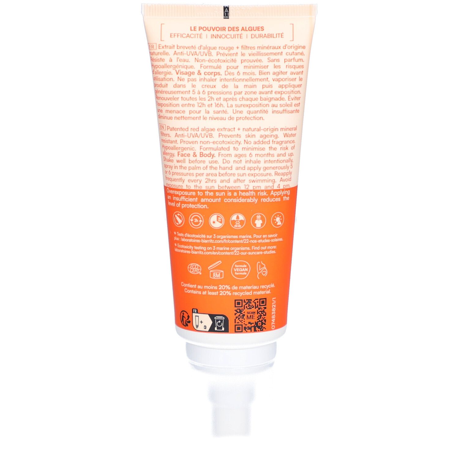 Laboratoires de Biarritz Alga Maris Spray solaire SPF50+ visage et corps