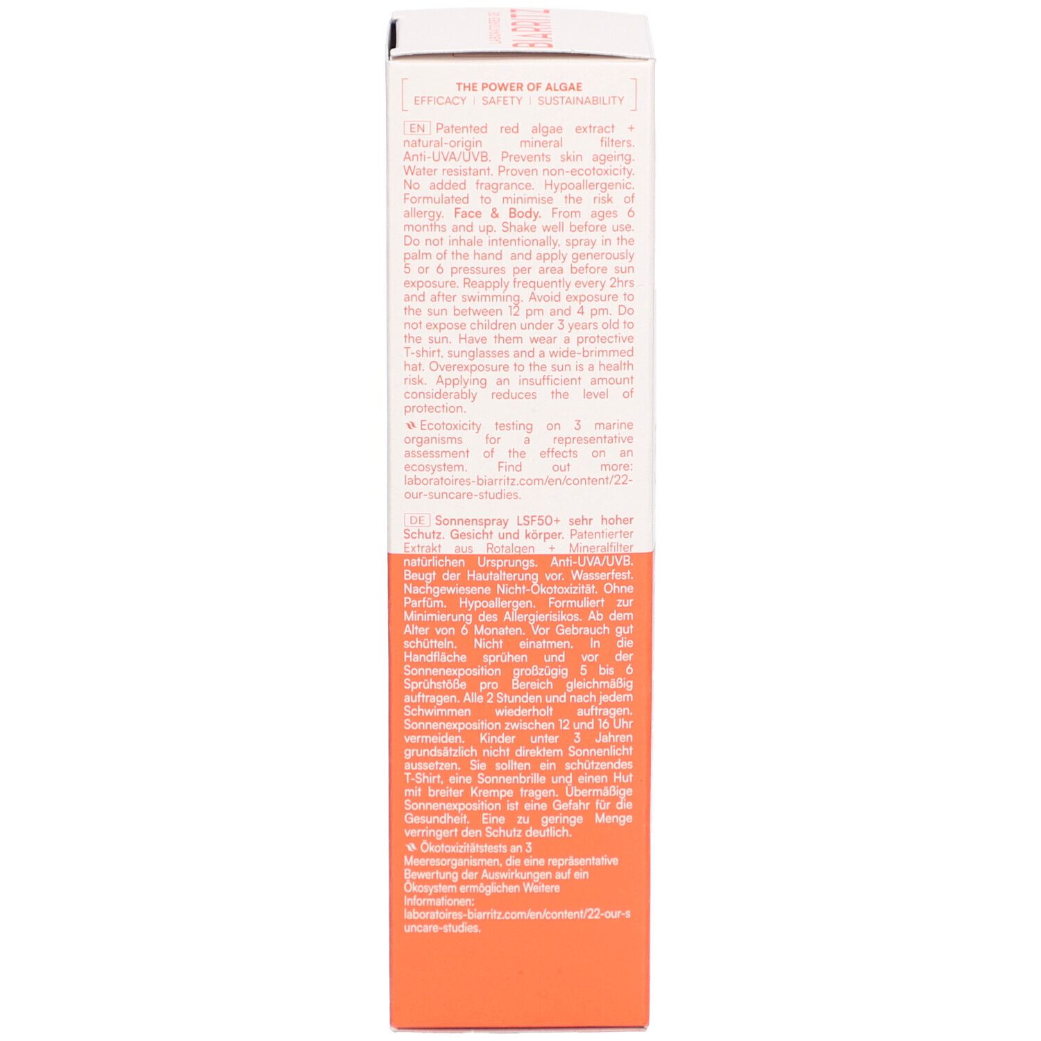 Laboratoires de Biarritz Alga Maris Spray solaire SPF50+ visage et corps