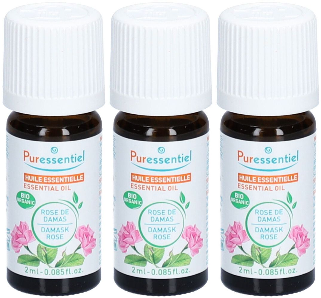 PURESSENTIEL Ätherisches Öl Damaszener Rose 3x2ml