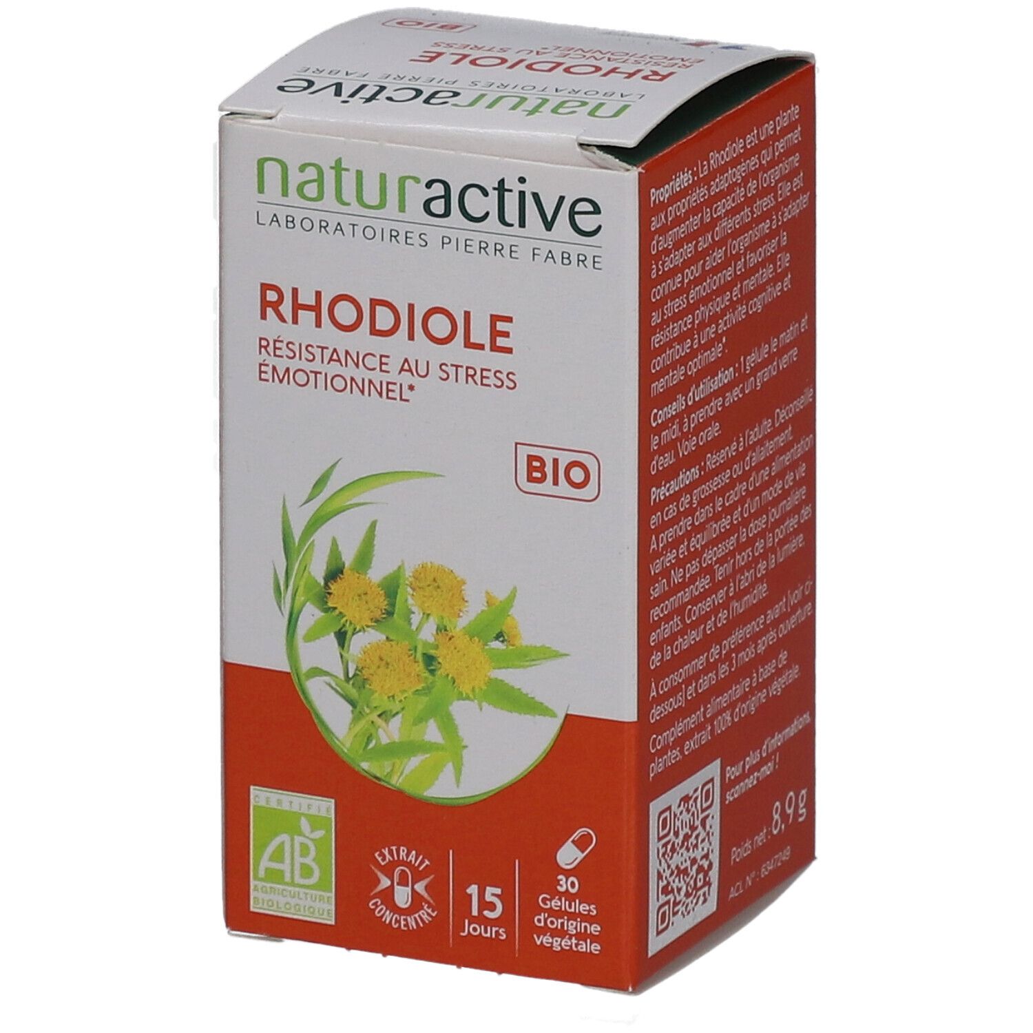 Boîte de produit avec logo et nom. Contient 30 gélules. Certifications Bio et origine France.
