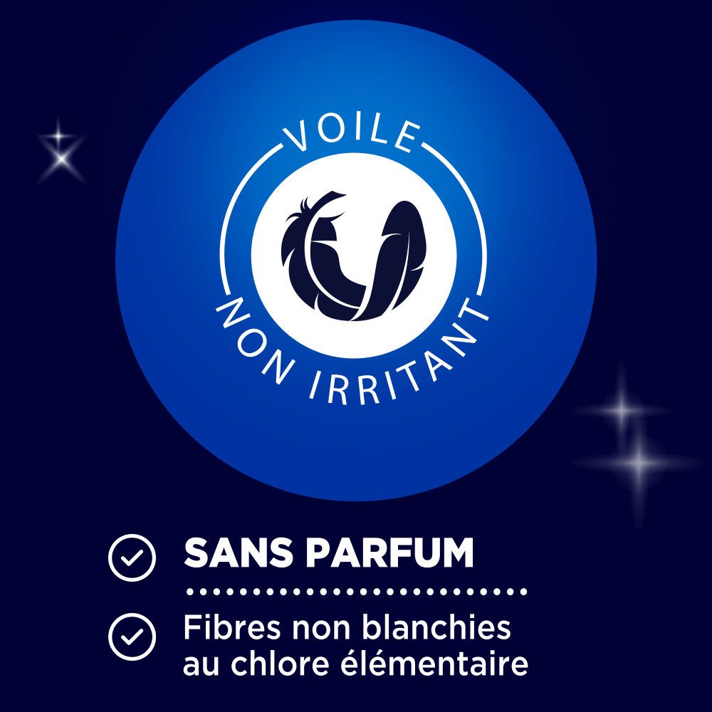 Abbildung von Federn. Text: Ohne Parfüm. Elementar ungebleichte Fasern.