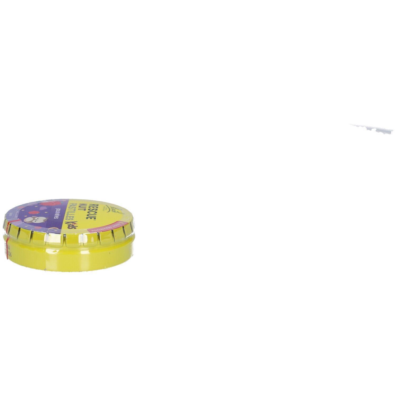 Boîte jaune avec inscription BACH Rescue Nuit Pastilles Kids Jolis Rêves. Boîte emballée dans du film plastique.