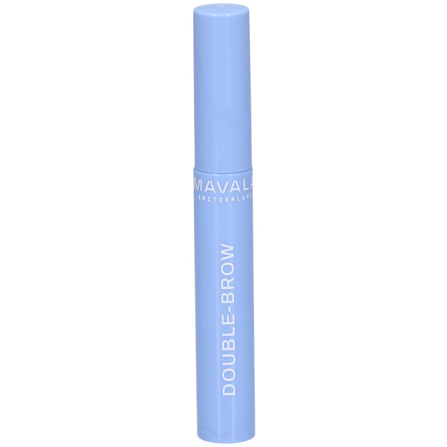Sérum bleu clair. Forme cylindrique avec bouchon à vis. Nom du produit en majuscules.